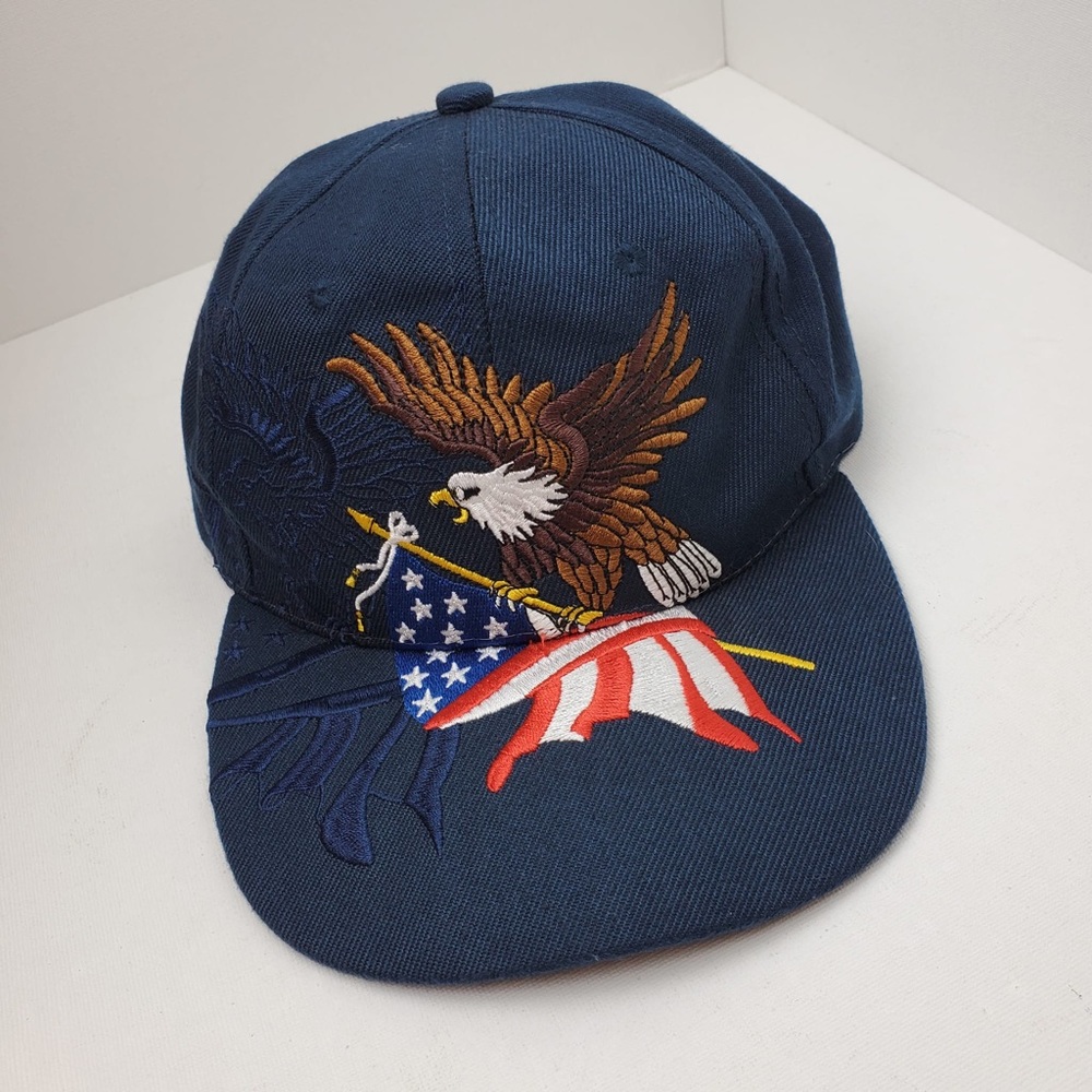 American‎ Flag Eagle Patriot Blue Embroidery Unisex Hat Cap